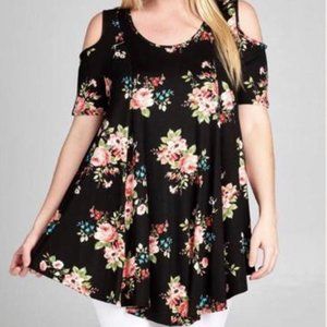 Floral Cold-Shoulder Tunic